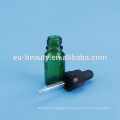 1 oz Green essential oil bottle with silver dropper